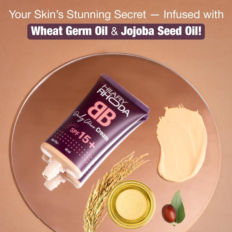 Hilary Rhoda BB Cream with SPF 15 | Infused with Wheat Germ Oil & Jojoba Seed Oil | Weightless Formula | Hides Blemishes, Dark Spots & Pigmentation - 40ml (Nude Beige - Shade 3) thumbnail 4
